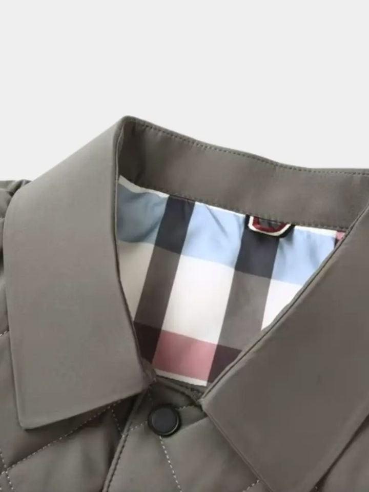 Simon | Graue Steppjacke mit Karofutter