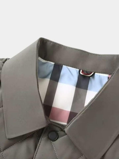 Simon | Graue Steppjacke mit Karofutter