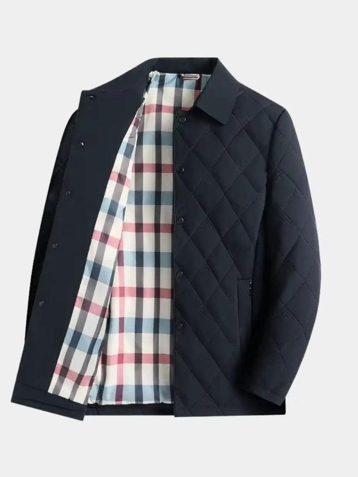 Simon | Graue Steppjacke mit Karofutter