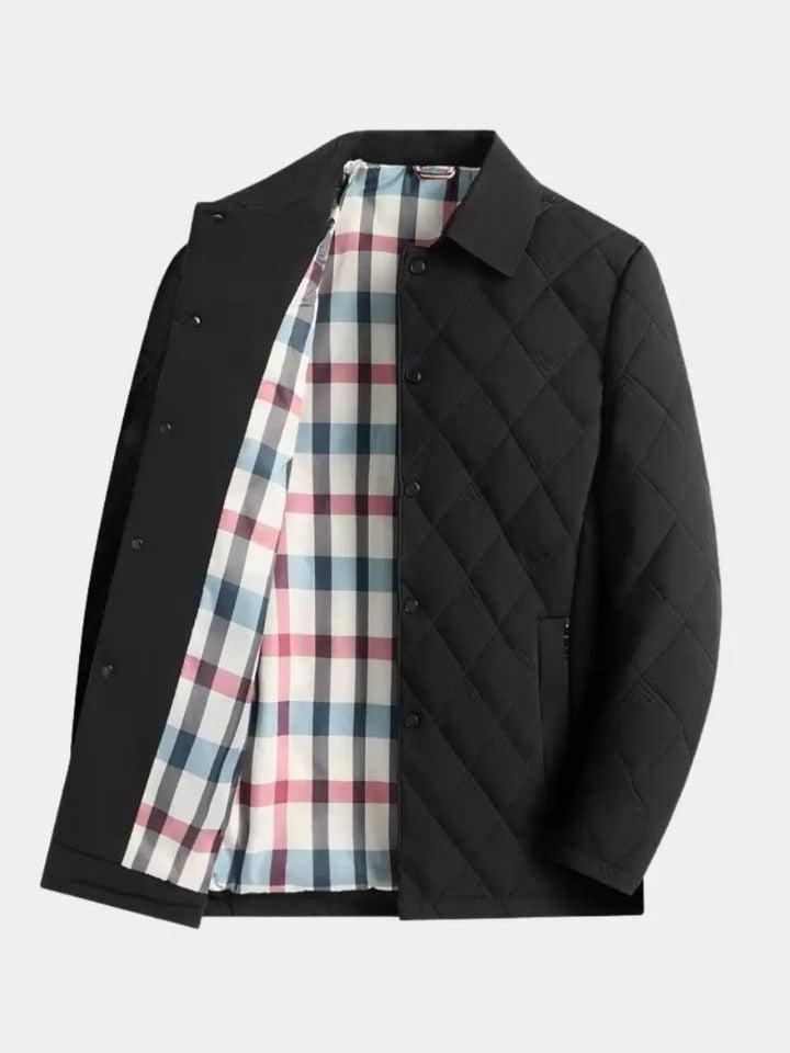 Simon | Graue Steppjacke mit Karofutter