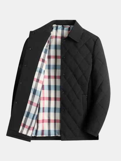 Simon | Graue Steppjacke mit Karofutter
