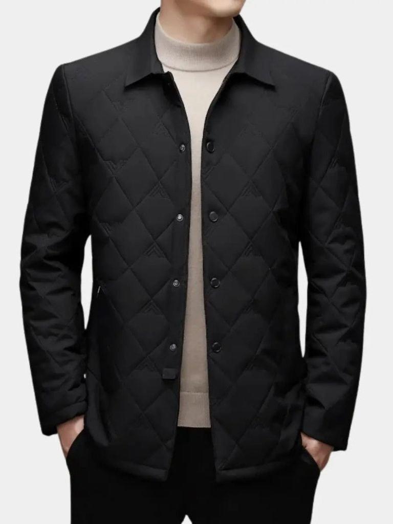 Simon | Graue Steppjacke mit Karofutter
