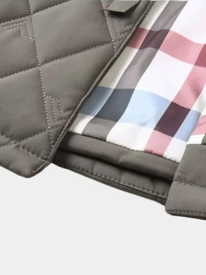 Simon | Graue Steppjacke mit Karofutter