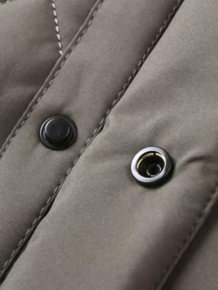Simon | Graue Steppjacke mit Karofutter