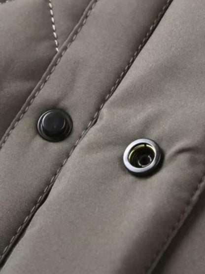 Simon | Graue Steppjacke mit Karofutter