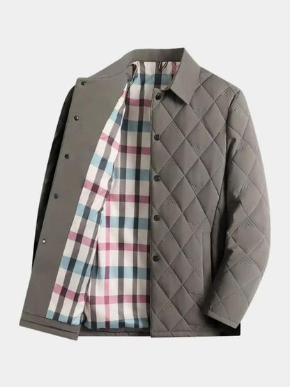 Simon | Graue Steppjacke mit Karofutter