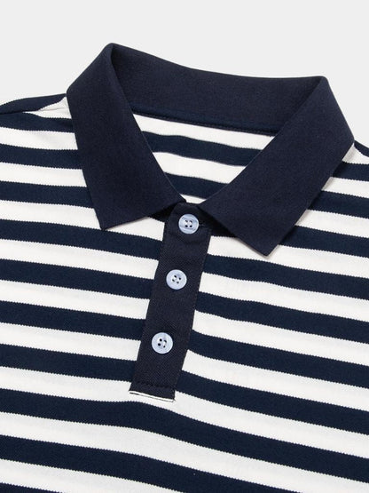 Simon | Dunkelblau gestreiftes Poloshirt