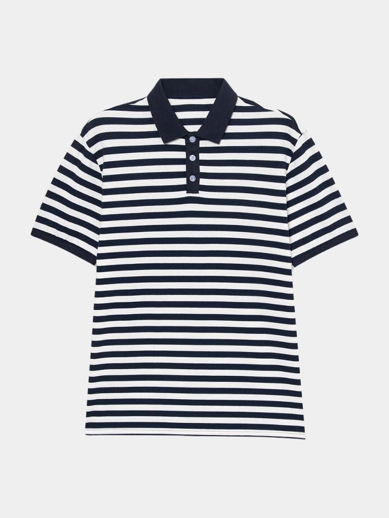 Simon | Dunkelblau gestreiftes Poloshirt