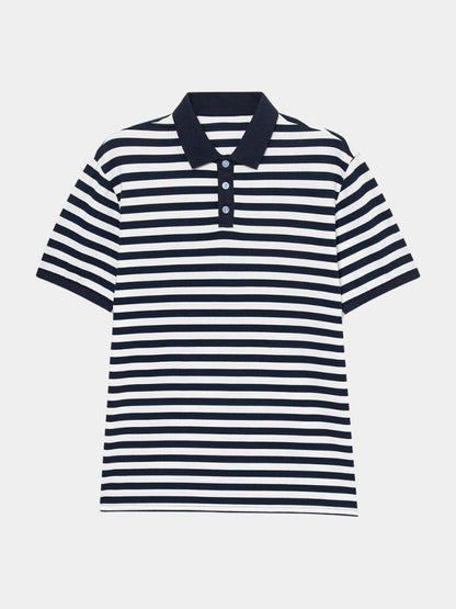 Simon | Dunkelblau gestreiftes Poloshirt