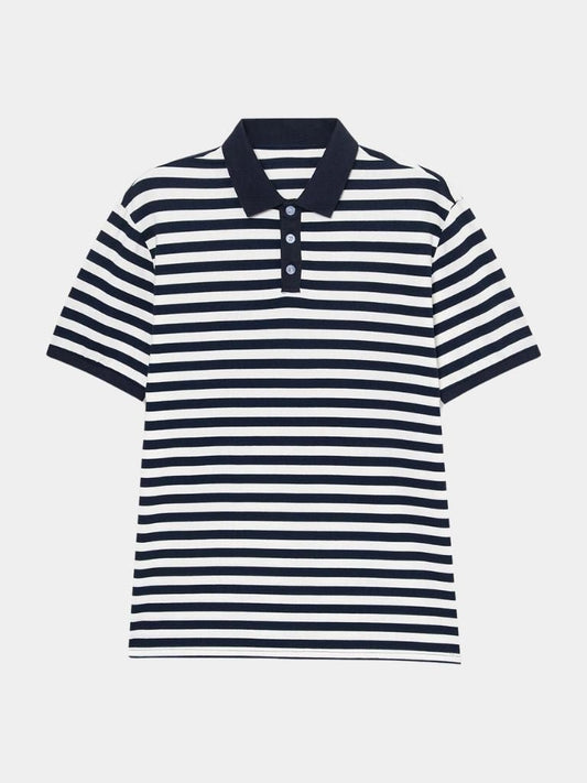 Simon | Dunkelblau gestreiftes Poloshirt