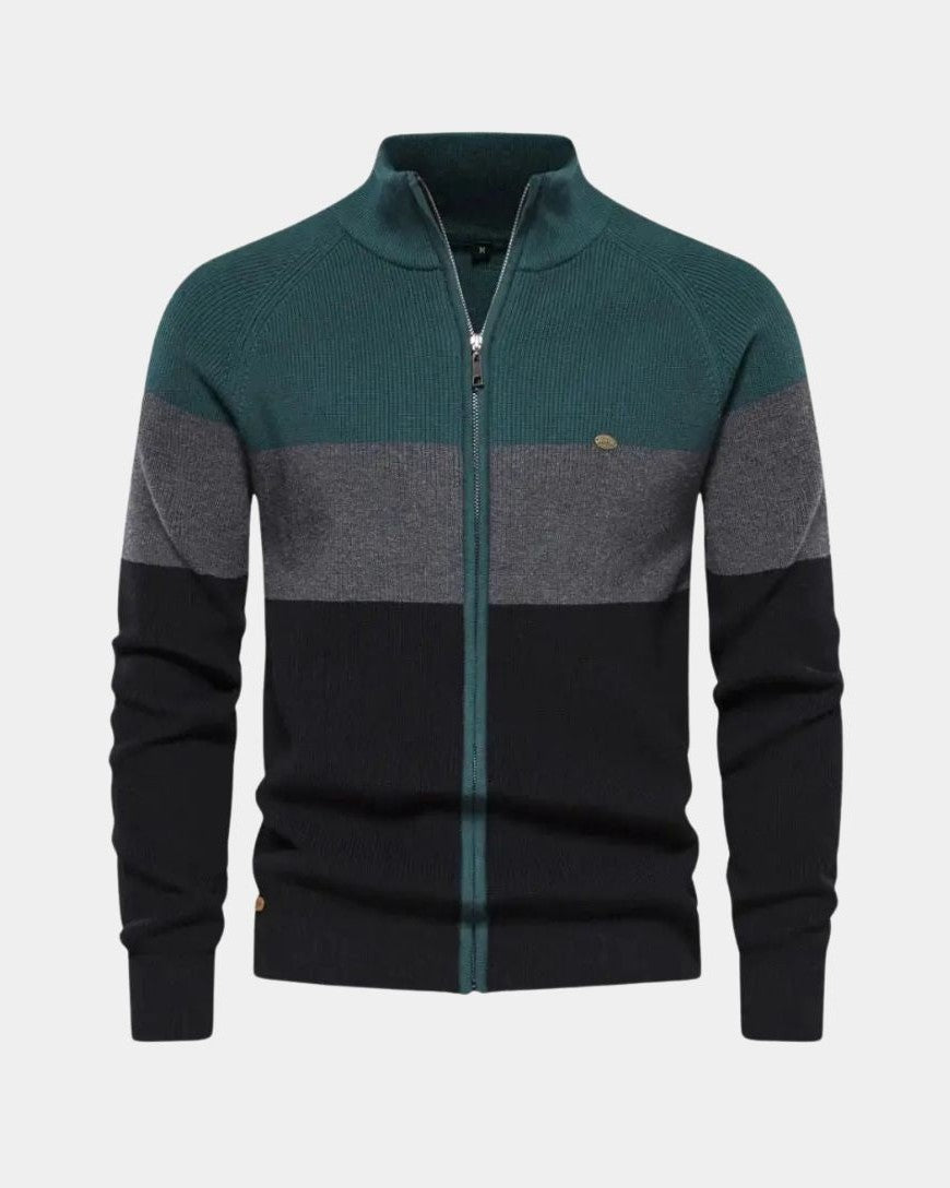 Simon | Colorblock-Strickjacke mit Reißverschluss