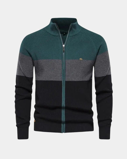 Simon | Colorblock-Strickjacke mit Reißverschluss