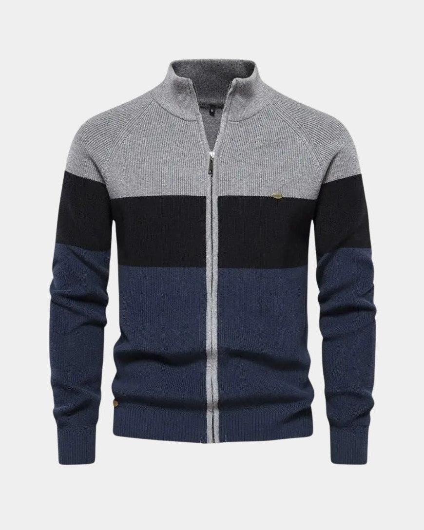 Simon | Colorblock-Strickjacke mit Reißverschluss