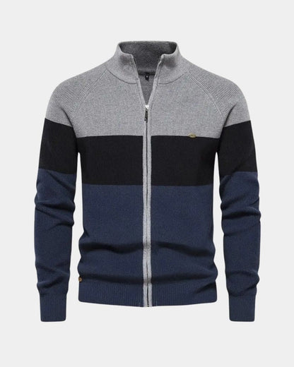 Simon | Colorblock-Strickjacke mit Reißverschluss