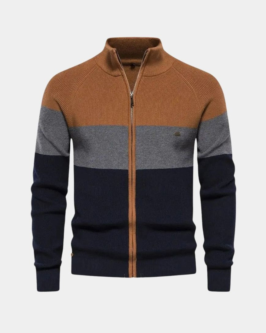 Simon | Colorblock-Strickjacke mit Reißverschluss