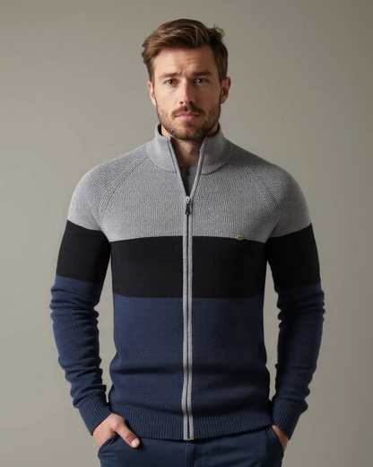 Simon | Colorblock-Strickjacke mit Reißverschluss
