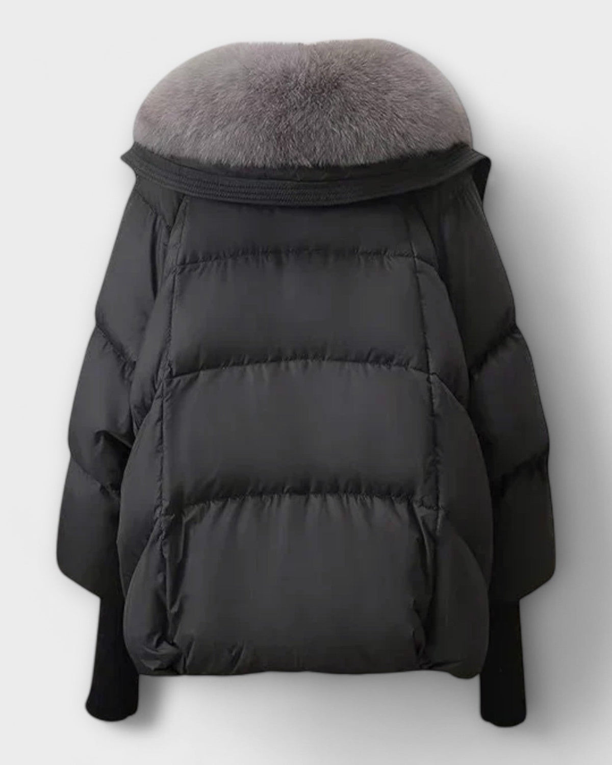 Sofia | Braune Steppjacke mit Kunstfellkragen