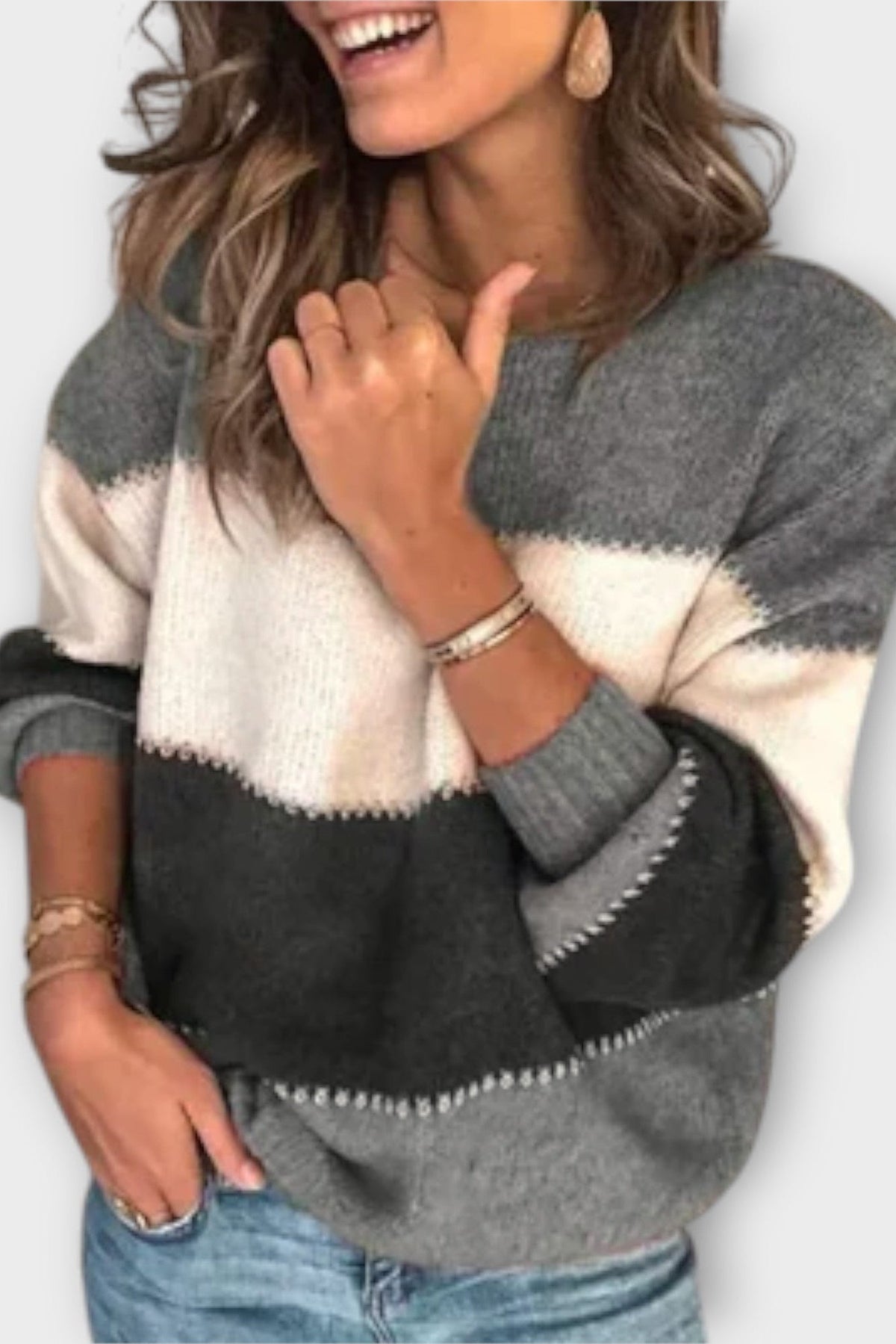 Sofia | Olivgrüner Colorblock-Pullover