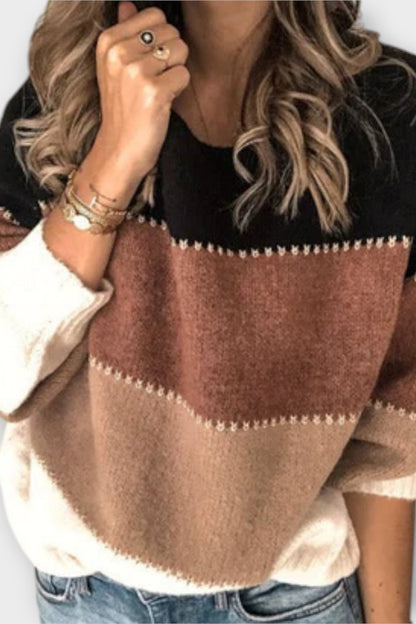Sofia | Olivgrüner Colorblock-Pullover