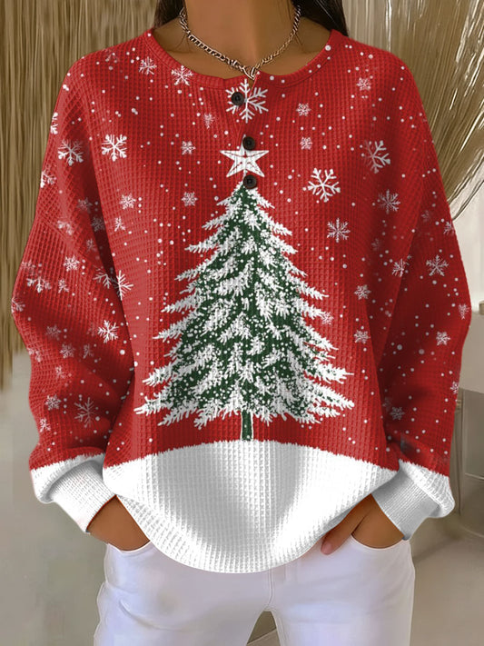 Lotte | Weihnachtspullover in Rot mit Tannenbaum