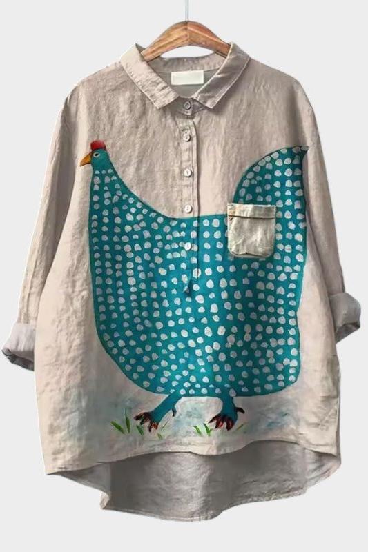 Sieglinde | Bluse mit Hühnermotiv