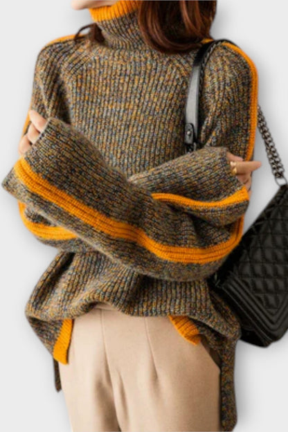 Susie | Brauner Mélange-Strickpullover