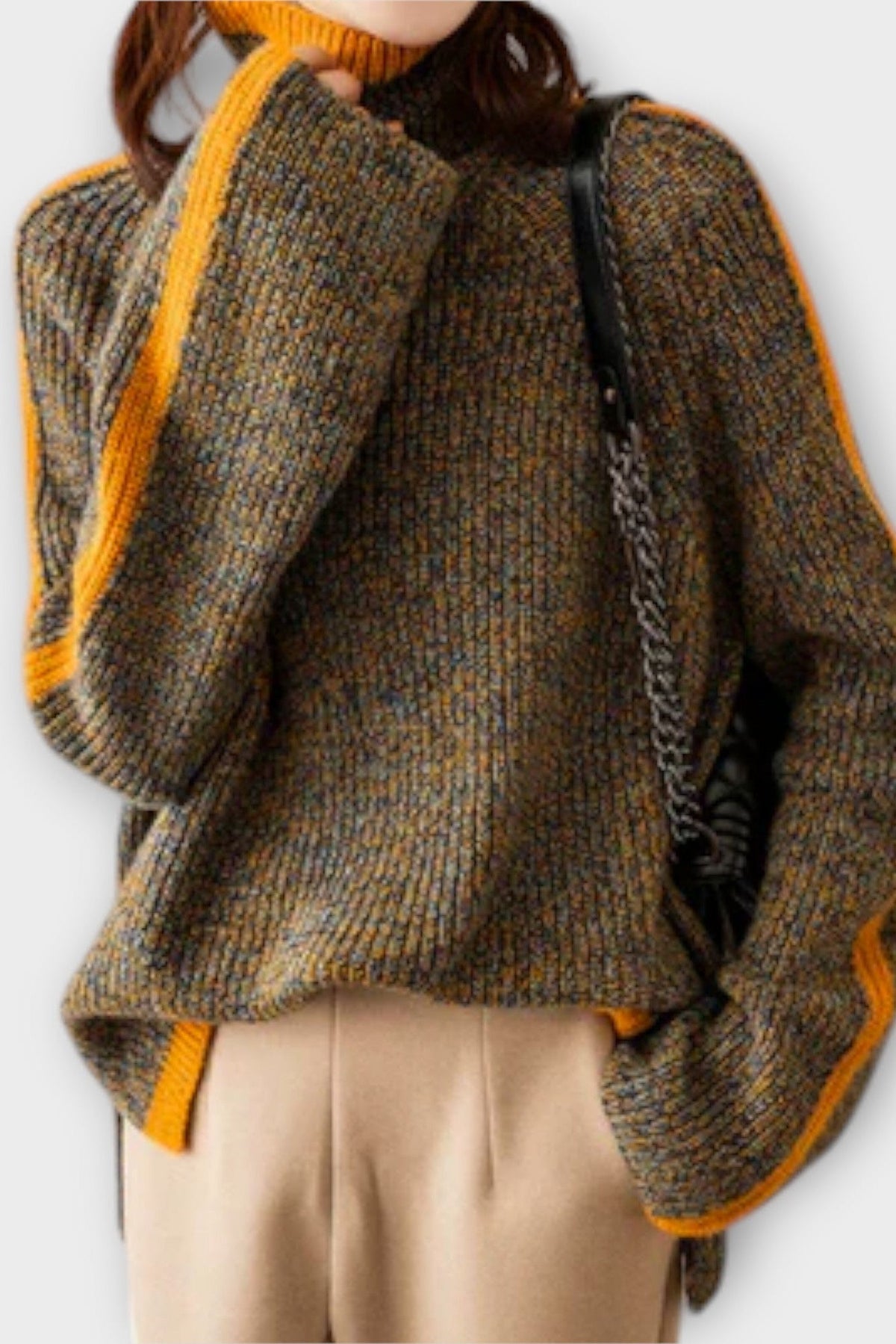 Susie | Brauner Mélange-Strickpullover