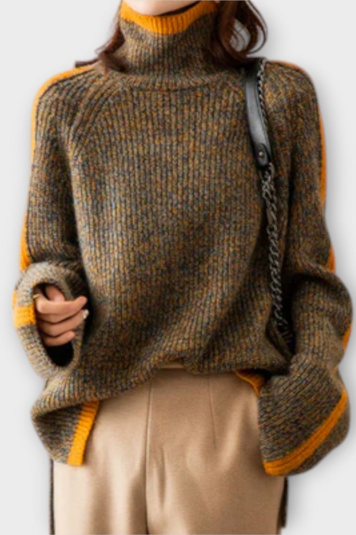 Susie | Brauner Mélange-Strickpullover