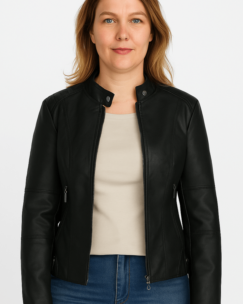 Sophia | Schwarze Jacke in Lederoptik