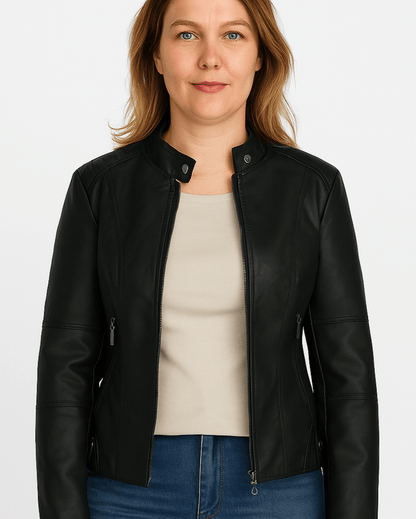Sophia | Schwarze Jacke in Lederoptik
