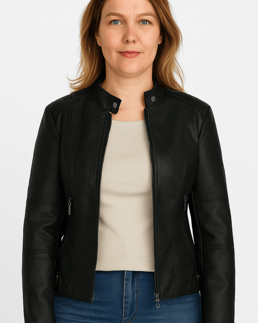 Sophia | Schwarze Jacke in Lederoptik