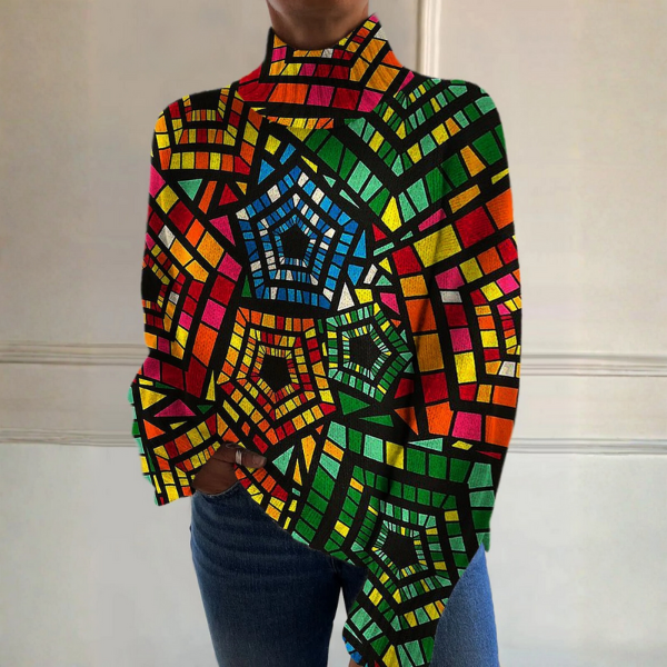 Karen | Bunter Rollkragenpullover im Mosaik-Look