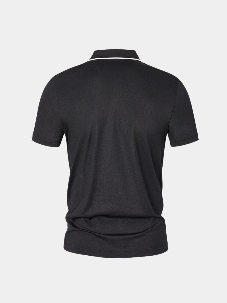 Hans-Georg | Schwarzes Poloshirt mit Reißverschlusskragen