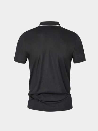 Hans-Georg | Schwarzes Poloshirt mit Reißverschlusskragen