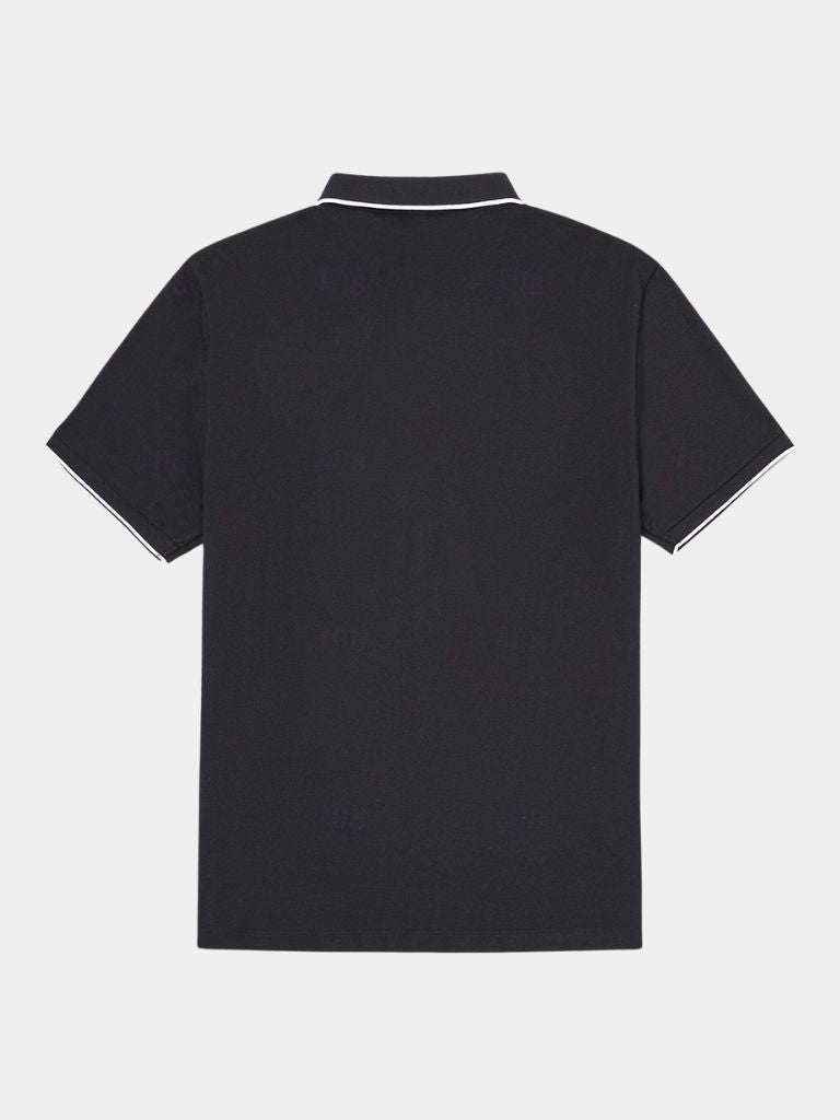 Hans-Georg | Schwarzes Poloshirt mit Reißverschlusskragen