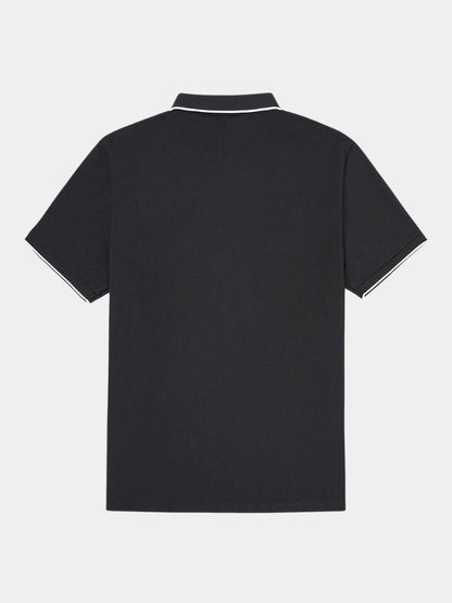 Hans-Georg | Schwarzes Poloshirt mit Reißverschlusskragen