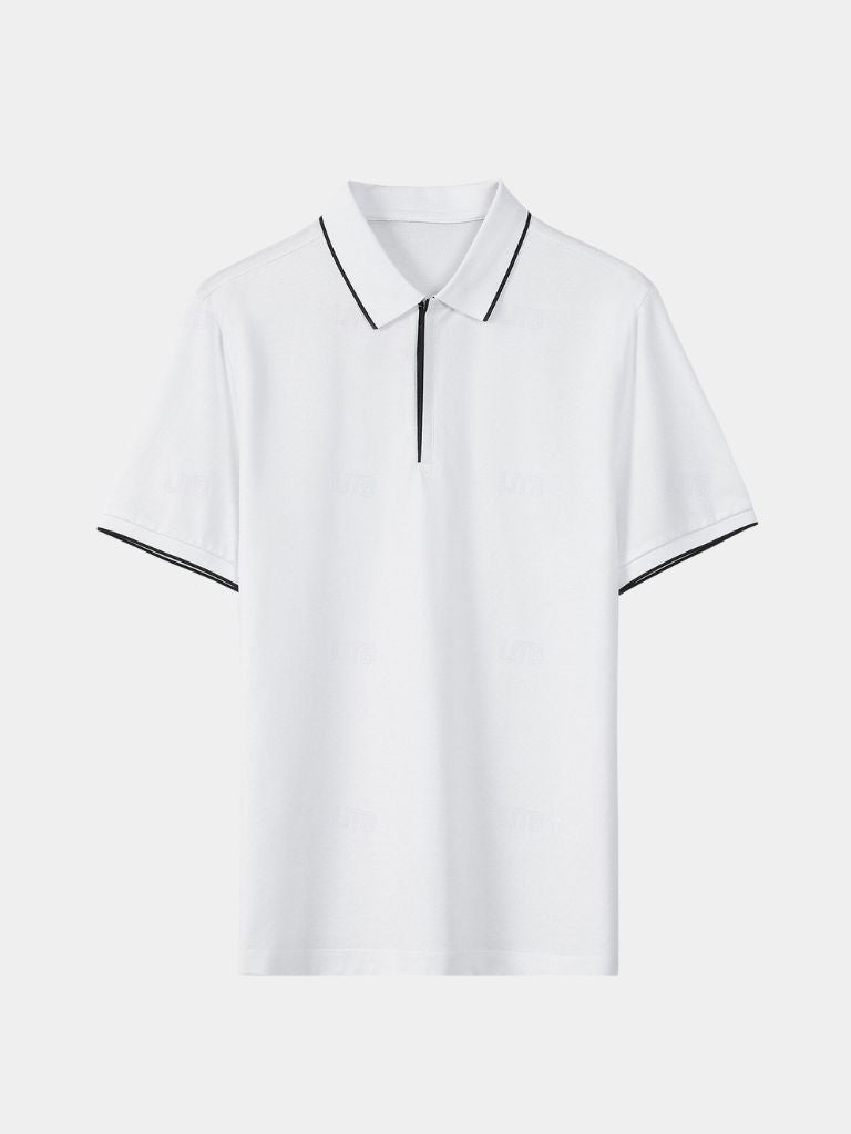 Hans-Georg | Schwarzes Poloshirt mit Reißverschlusskragen