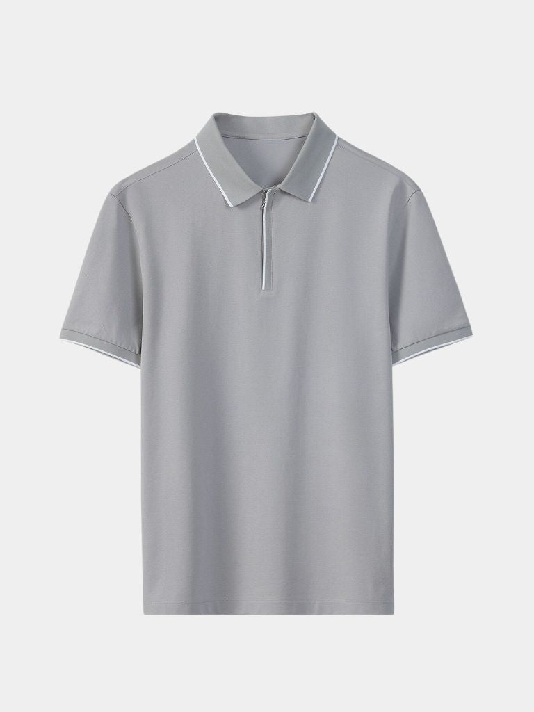 Hans-Georg | Schwarzes Poloshirt mit Reißverschlusskragen