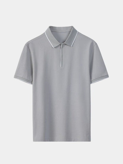 Hans-Georg | Schwarzes Poloshirt mit Reißverschlusskragen