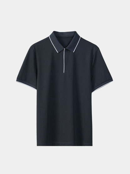 Hans-Georg | Schwarzes Poloshirt mit Reißverschlusskragen