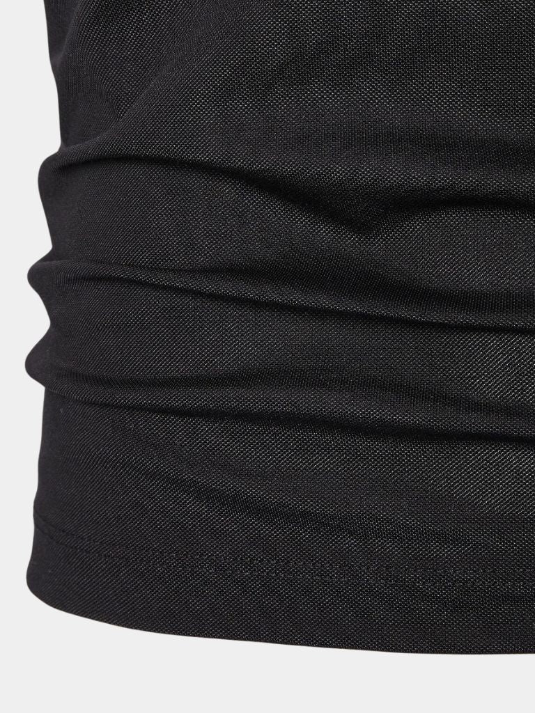 Hans-Georg | Schwarzes Poloshirt mit Reißverschlusskragen