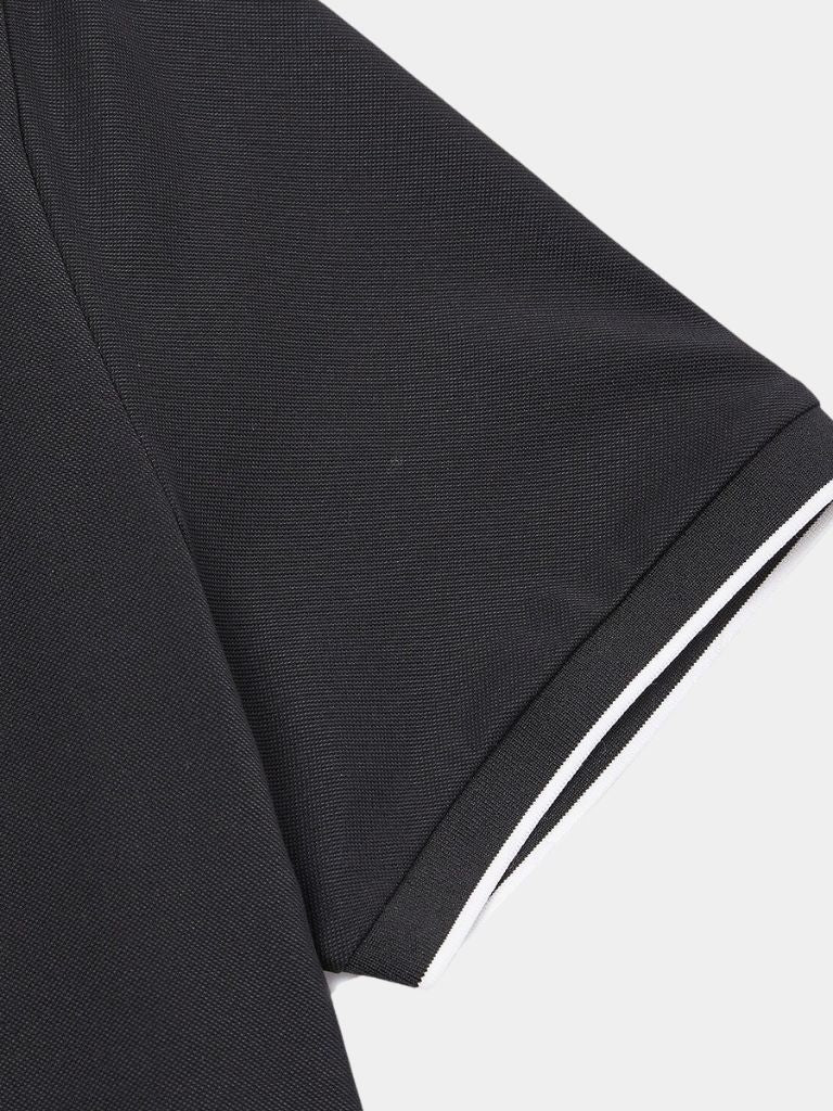Hans-Georg | Schwarzes Poloshirt mit Reißverschlusskragen