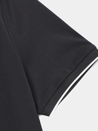 Hans-Georg | Schwarzes Poloshirt mit Reißverschlusskragen