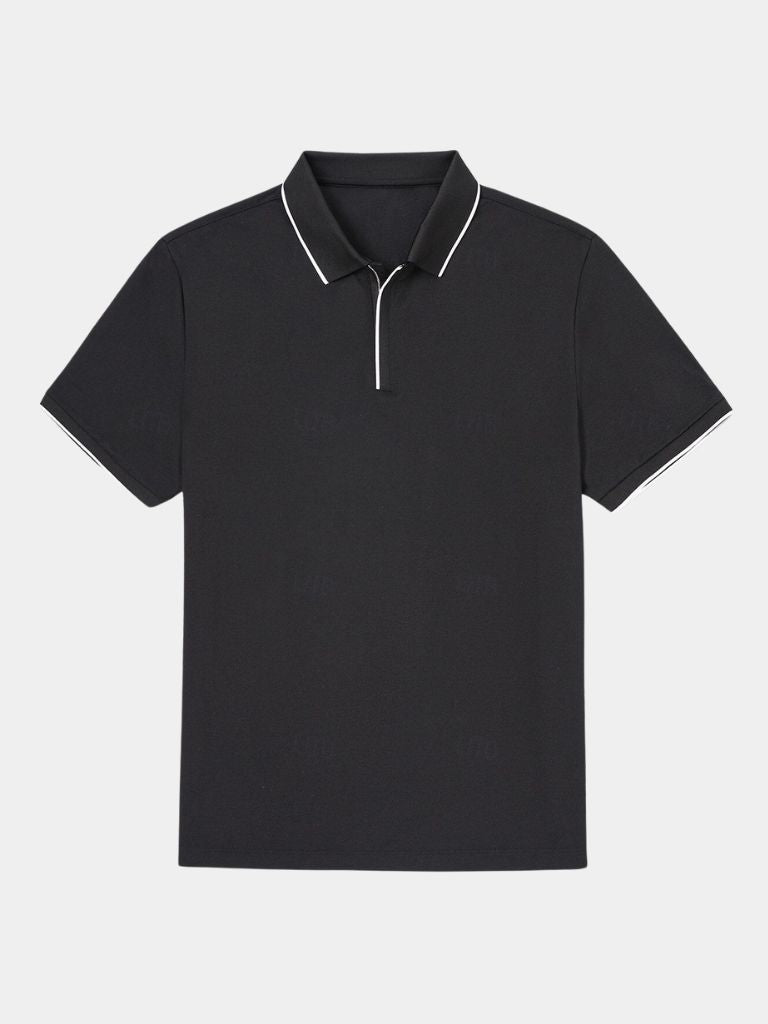 Hans-Georg | Schwarzes Poloshirt mit Reißverschlusskragen