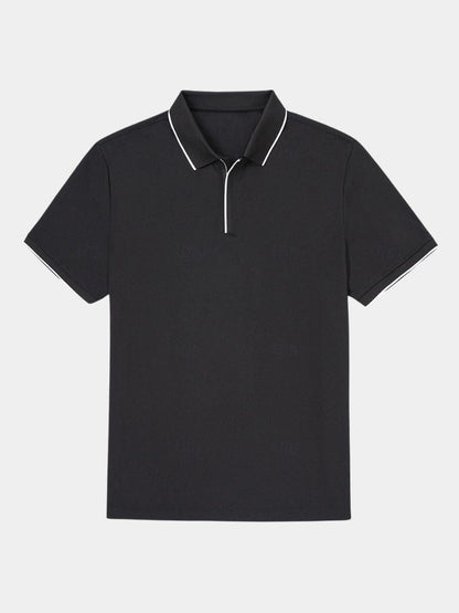Hans-Georg | Schwarzes Poloshirt mit Reißverschlusskragen