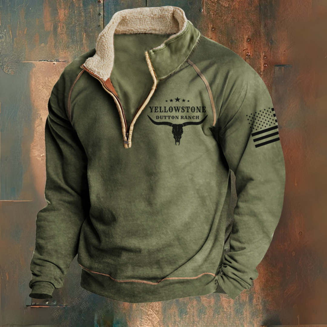 Wilhelm | Olivgrünes Sweatshirt mit Troyerkragen