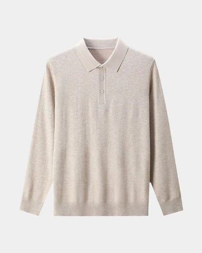 Xaver | Graues Langarm-Strickpolo
