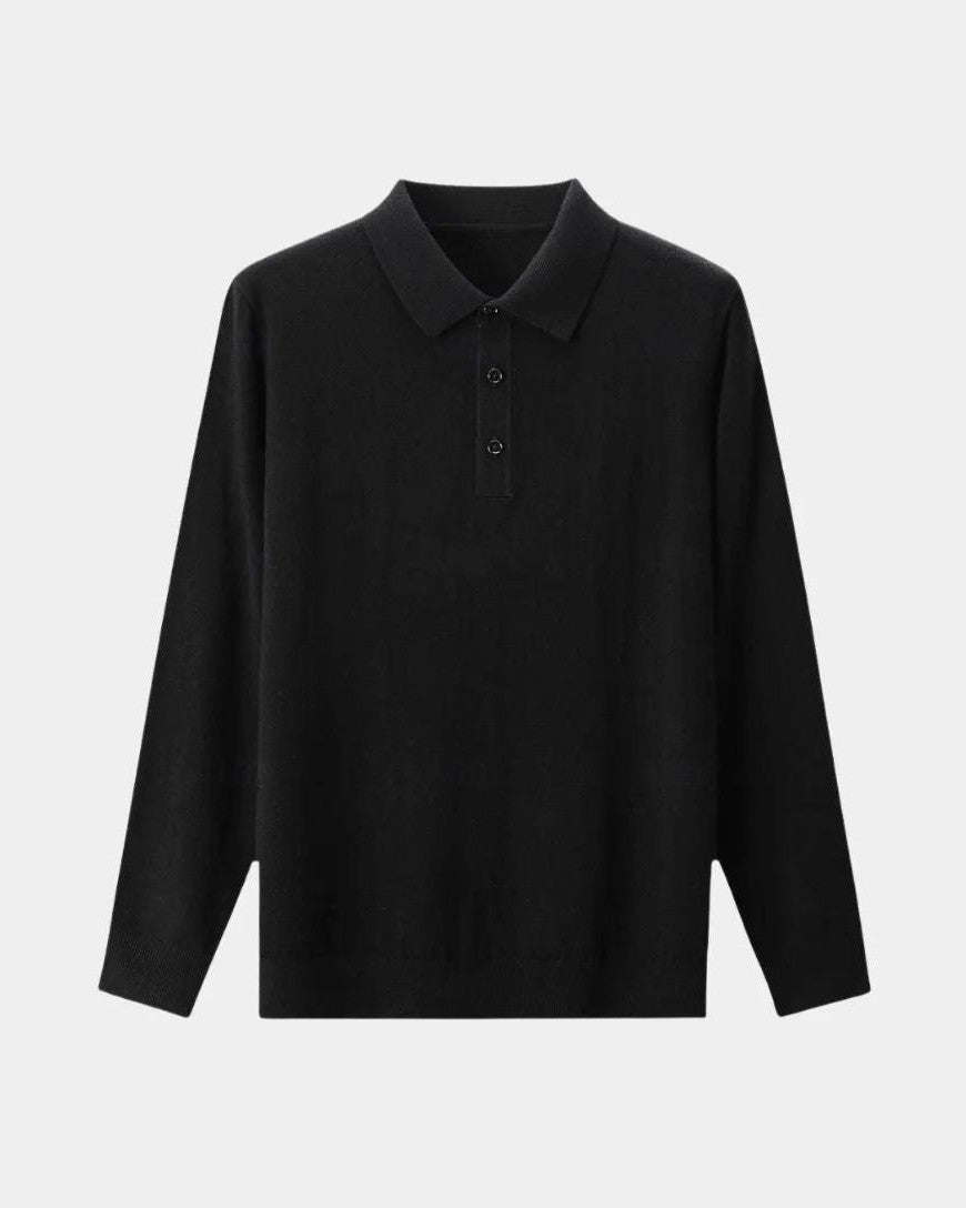Xaver | Graues Langarm-Strickpolo
