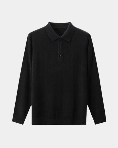 Xaver | Graues Langarm-Strickpolo