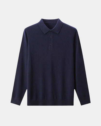 Xaver | Graues Langarm-Strickpolo